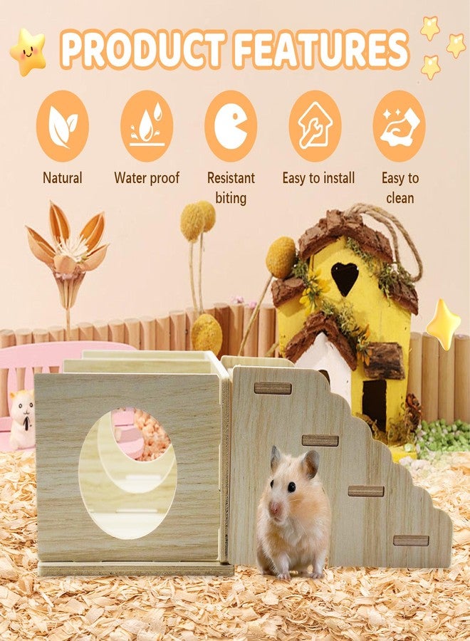 LUODAKA 2-Chamber Hamster Tunnel & Wooden Climbing Ladder Bridge，Wooden Hamster Hideout with Ladder for Dwarf Syrian Hamsters Gerbils Mice or Other Small Pets - Image 5